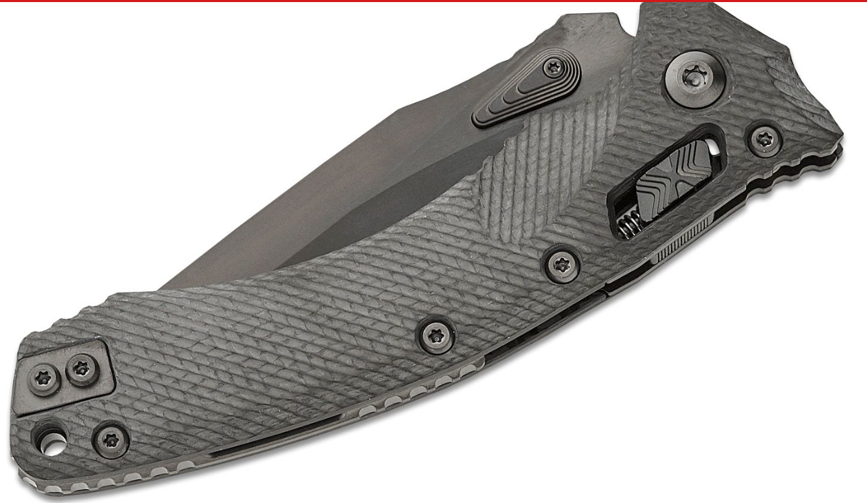 Microtech Knife Signature Series Amphibian RAM-LOK Manual Folding Knife 3.875" Bohler M390MK Black DLC Clip Point Plain Blade, Fluted Carbon Fiber Handles, AXIS/Crossbar Lock - 137RL-1DLCTFLCFS - Image 2