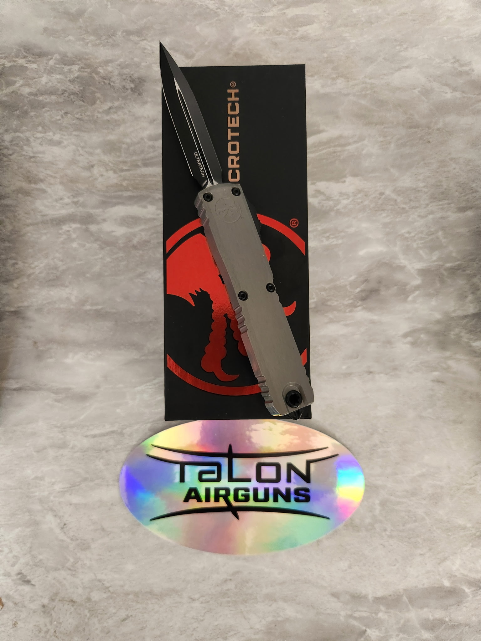 Microtech knife Ultratech ZBP 1122-1NC Natural Clear Double Edge 3.5" Black Standard M390MK - Zero Blade Play