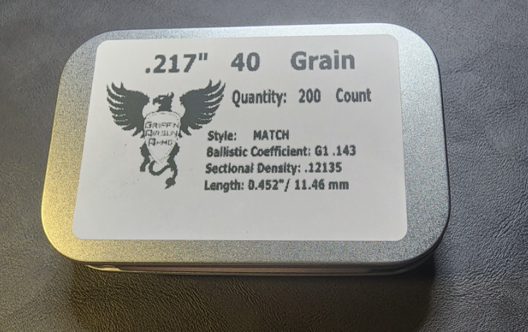 Griffin Slugs .22 Caliber .217/.218" 40gn Dish Base / MATCH 200 ct. - Image 2