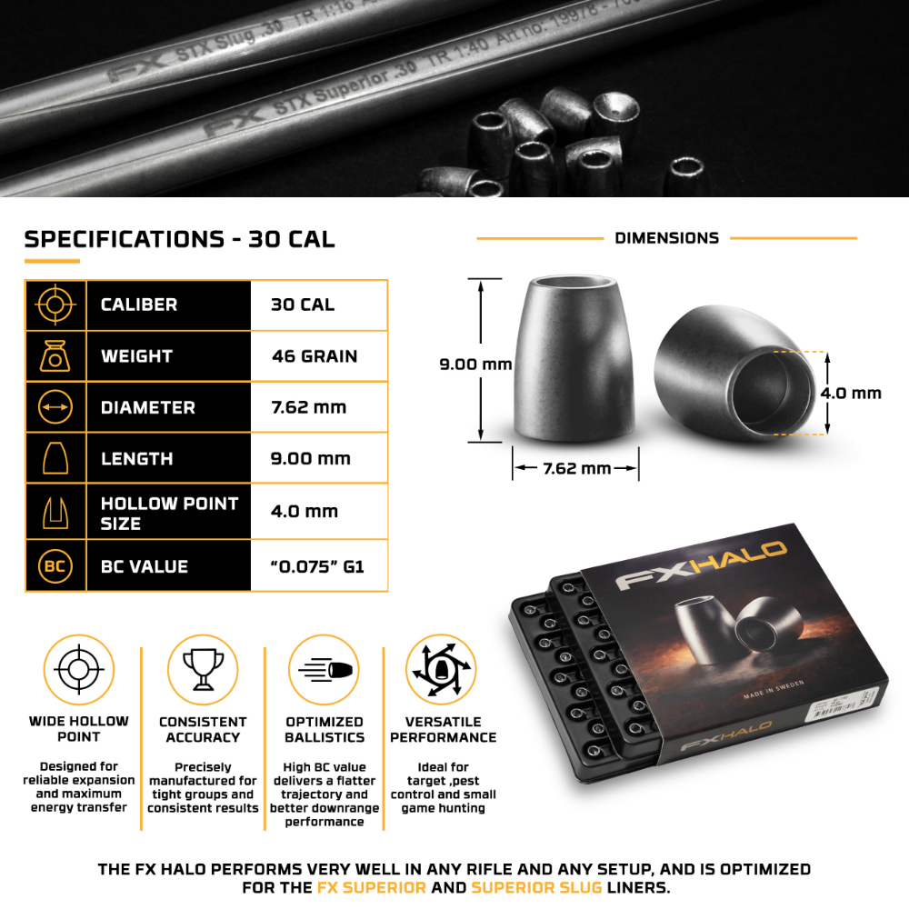 FX Airguns Halo Slugs .30 (46grain) 150ct - Image 2