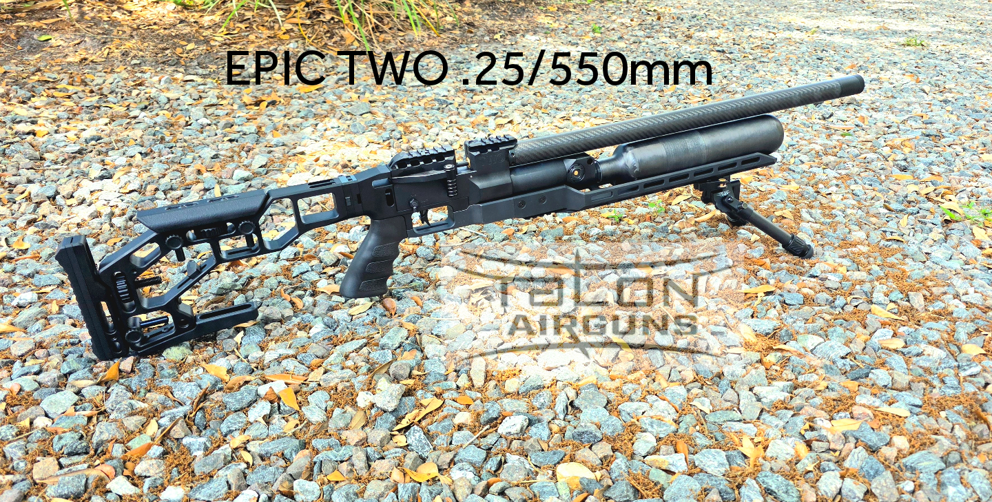 Epic Airguns/EPIC TWO Airgun CFB, Arca-Swiss Rail, Folding Stock